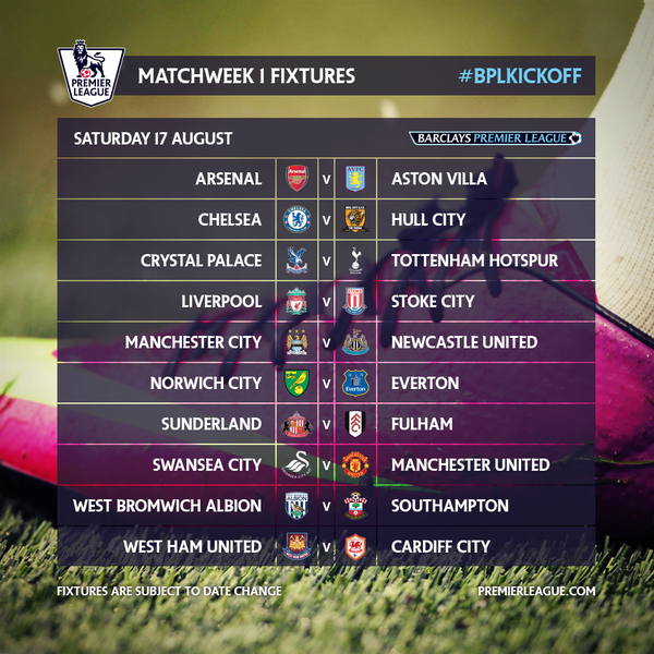 The opening day fixtures of the Barclays Premier League were leaked ...